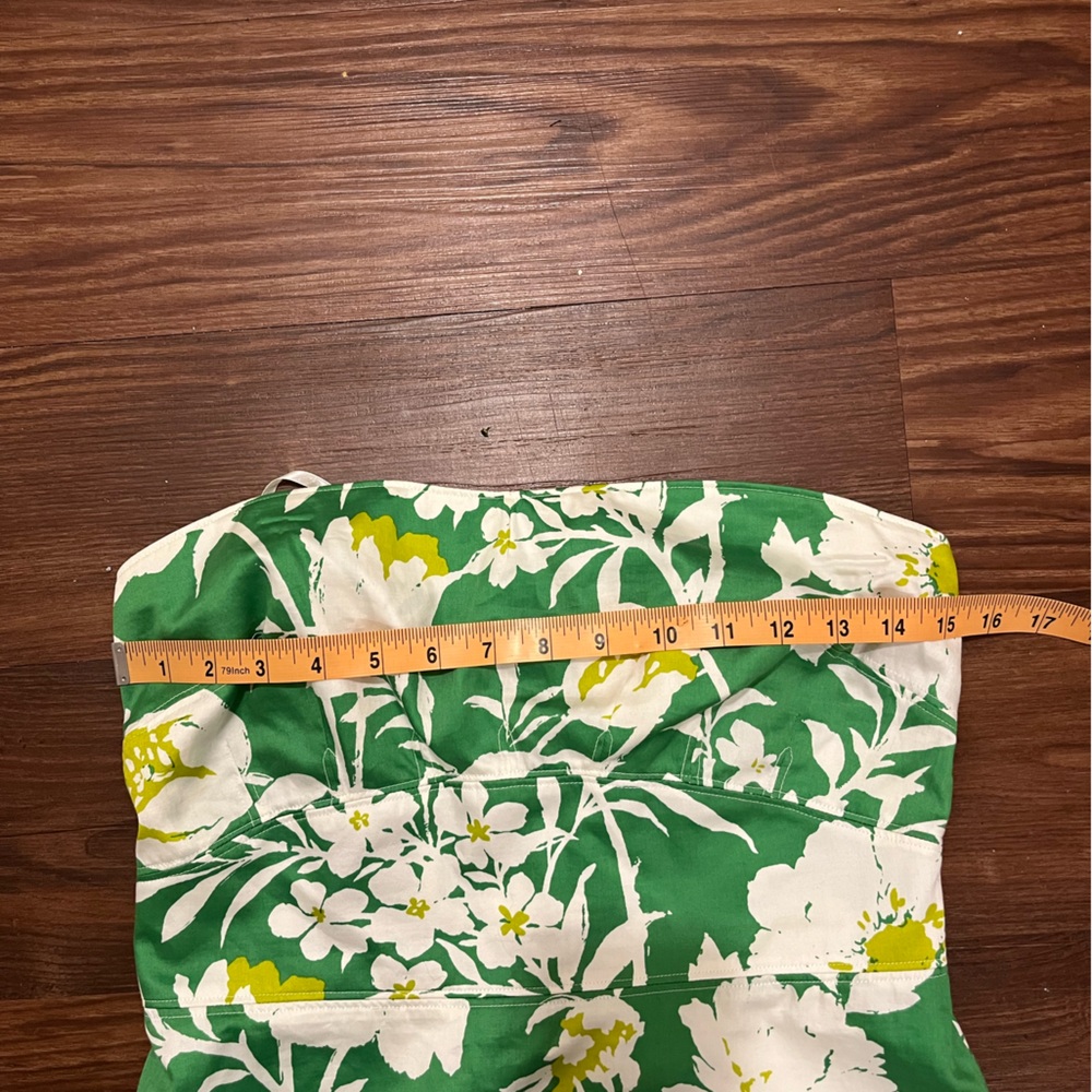 J CREW Womens Green White Floral
Cotton Strapless Dress  Size 6 - Picture 8 of 12